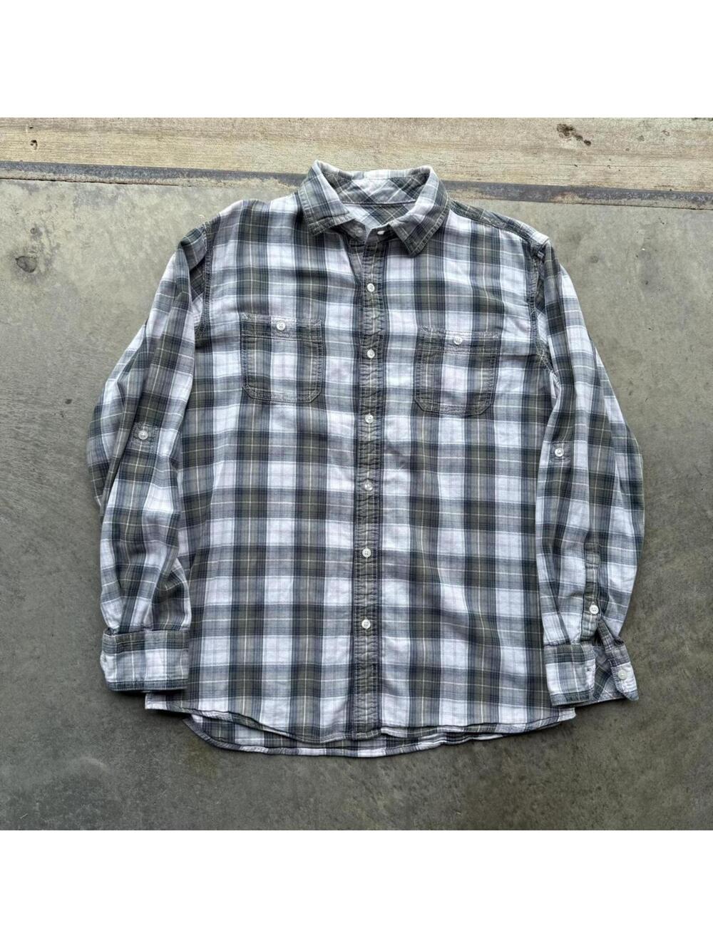 Vintage 90s unbranded plaid button up long sleeve green blue size large